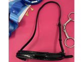 Delfina Lamplight Nosebands - Black, Glossy, Patent Leather, Croc Noseband